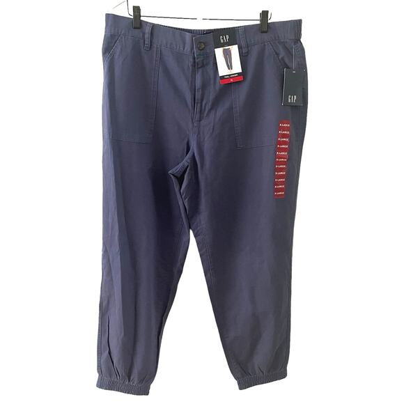 GAP Denim Girlfriend Utility Blue Indigo XL Women Twill Jogger NWT - Picture 1 of 9